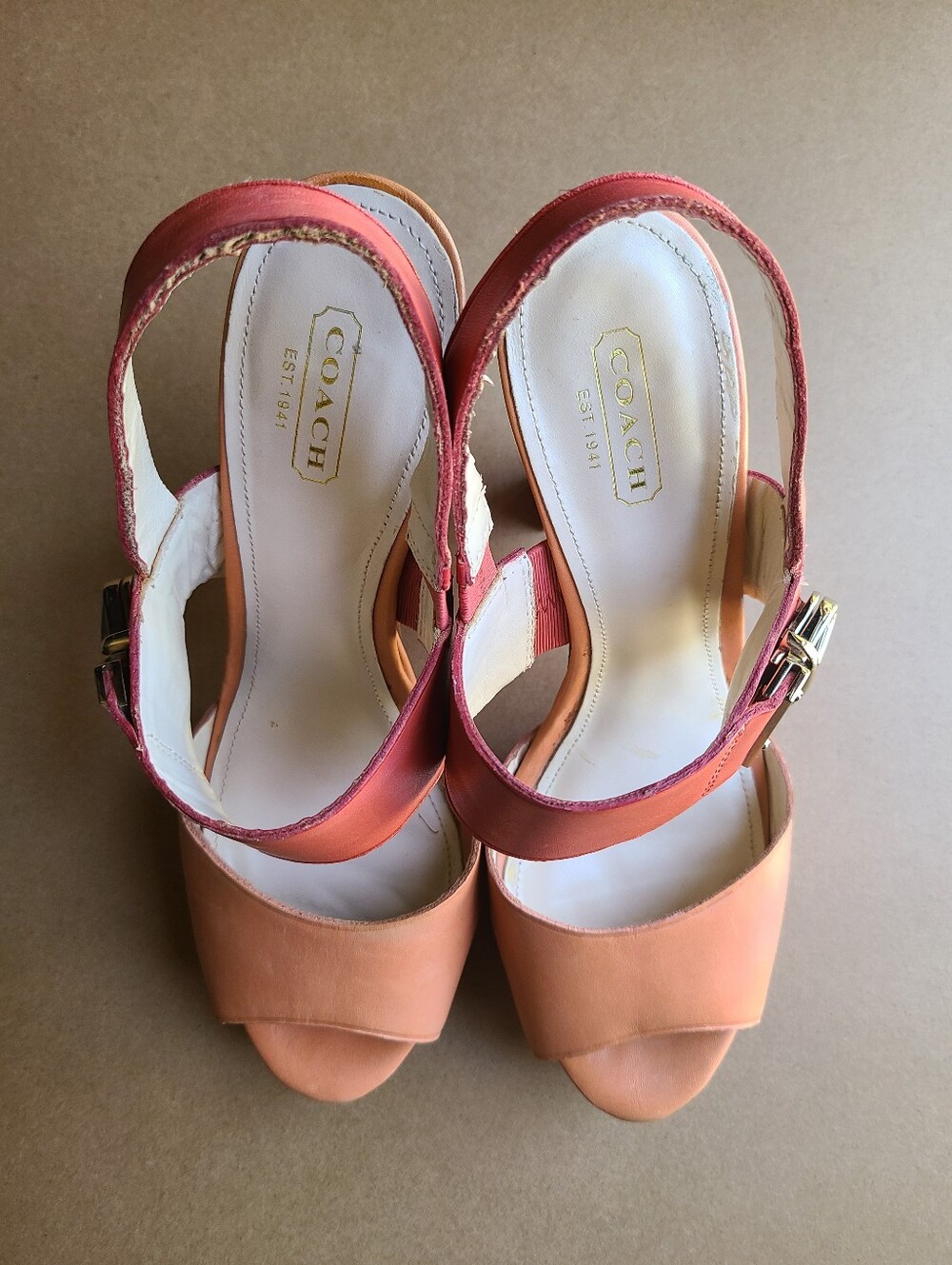 Coach Darcey Vachetta Platform Wood Heel Sandal (Pink/Coral) - Picture 2 of 16